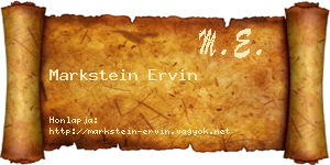Markstein Ervin névjegykártya